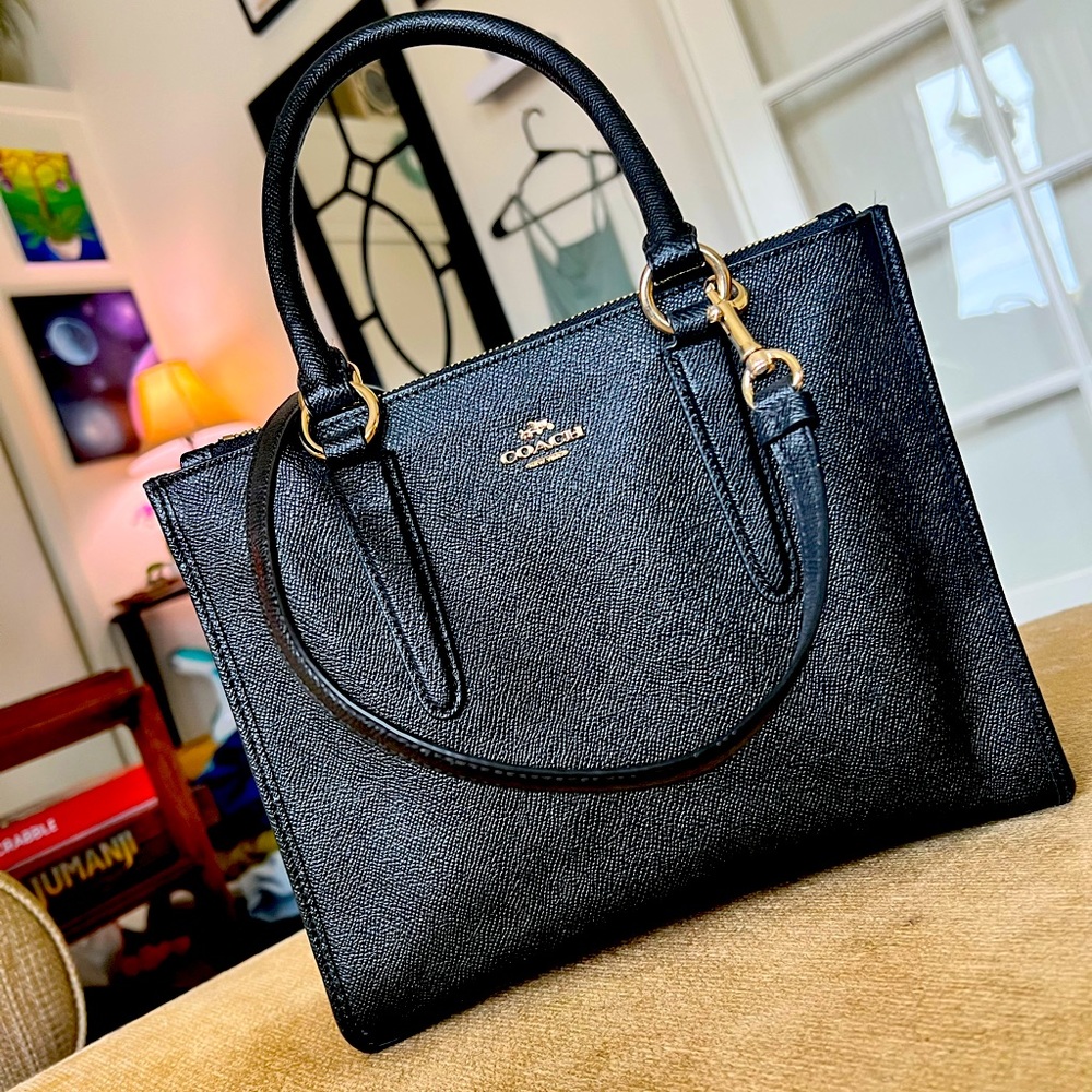 Like new black coach purse clutch with cross body strap